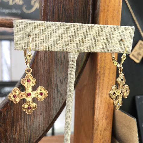 Byzantine Earrings With Garnet Greek Cross Earrings | Etsy | Byzantine ...