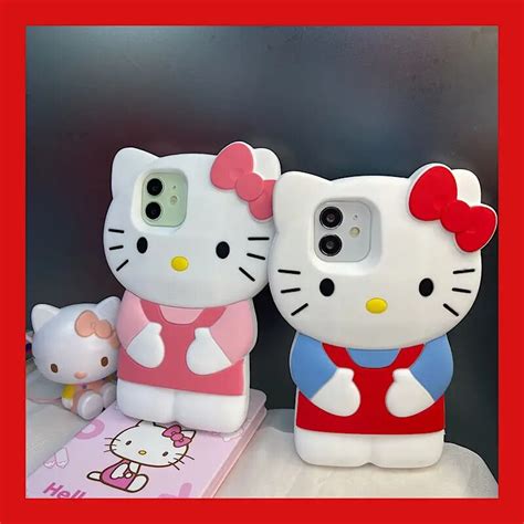 Sanrio 3d Stereoscopic Hello Kitty Case For Iphone 15 14 13 12 11 Pro Max Mini