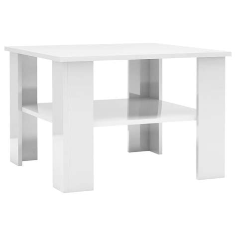 ZERODIS Table basse Blanc brillant 60 x 60 x 42 cm Aggloméré