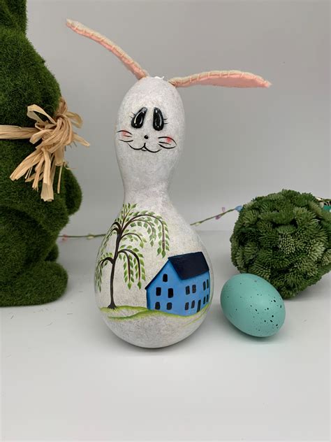 Easter Bunny Gourd Decoration Spring Painted Rabbit Gourd Etsy