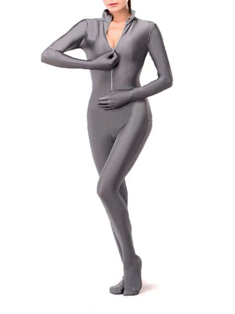 Betterparty Unisex Sexy Spandex Lycra Gray Zentai Catsuit With Front