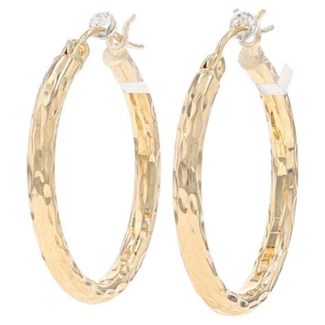 Yellow Gold Round Etched Hoop Earrings 14k Pierced For Sale At 1stdibs