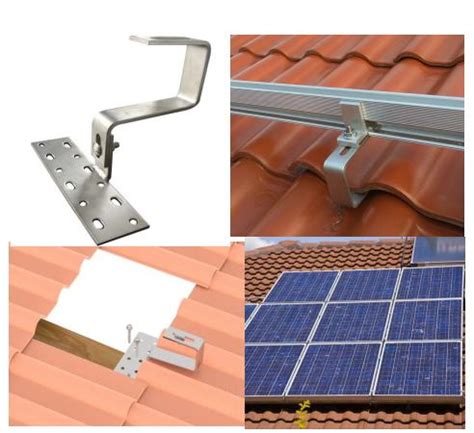 Solar Curved Tile Roof Hooks Height Adjustable Bottom Mount