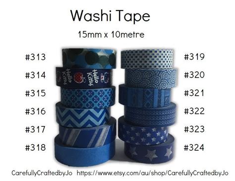 Washi Tape Blue 15mm X 10 Metres High Quality Masking Etsy