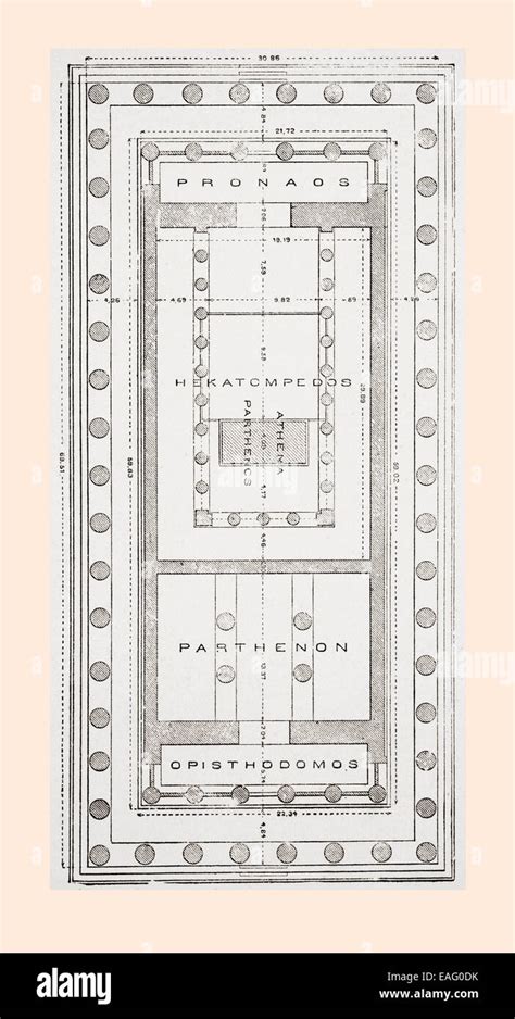 Floor Plan Of The Parthenon Athenian Acropolis Greece After Wilhelm