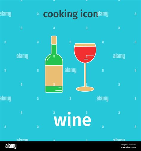 Wine Colored Icon Vector Bottle And Glass Flat Illustration Aperitif