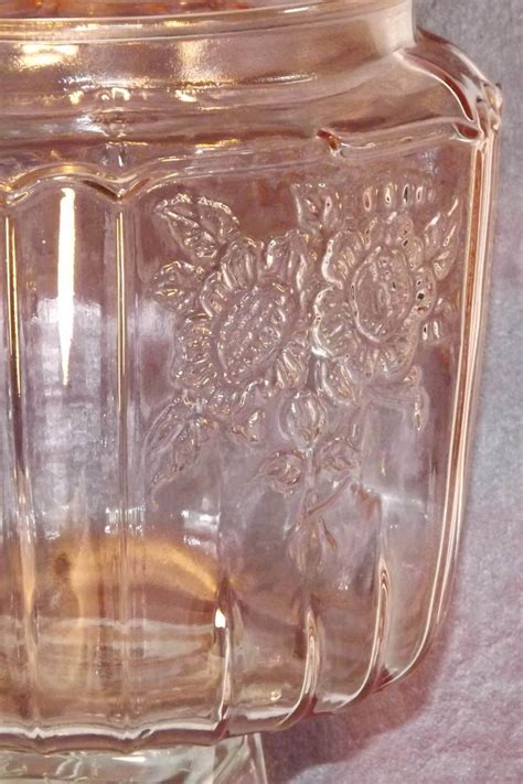 Pink Depression Glass Cookie Jar Anchor Hocking Rose Pattern Etsy