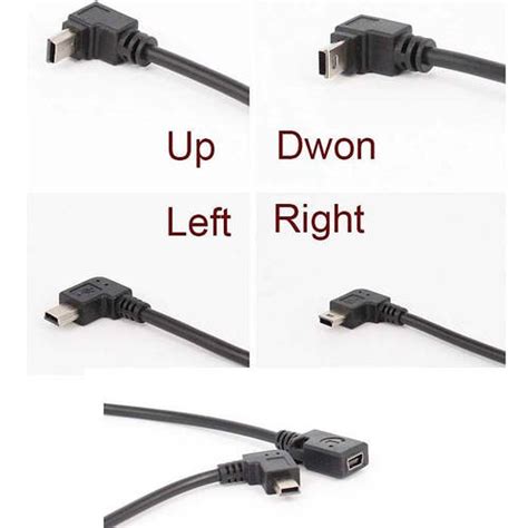 90 градусов угловой кабель mini USB папа to Mini USB мама 5 Pin 30 см ...