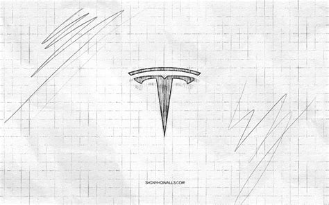 Descargar Logotipo De Boceto De Tesla 4k Fondo De Papel A Cuadros