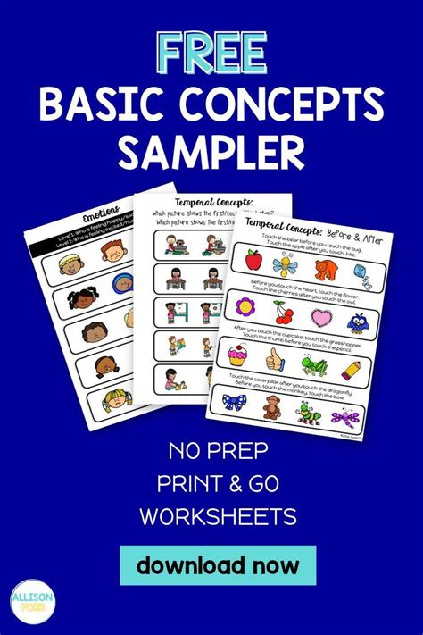 Free Basic Concepts Sampler Basic Concepts Speech Therapy Basic