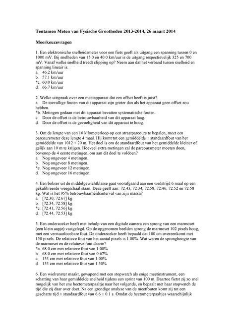 Proef Oefen Tentamen 26 Maart 2014 Vragen En Antwoorden Tentamen