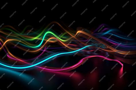 Premium Ai Image Abstract Dynamic Colorful Waves On Black Background