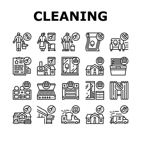 Cleaning Building And Equipment Icons Set Vector 10225204 Vector Art at ...