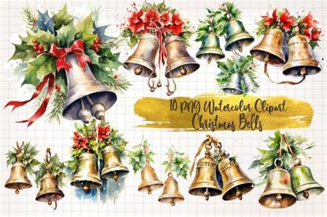 Christmas Bells Watercolor Clipart Graphic by WaterColorArch · Creative ...