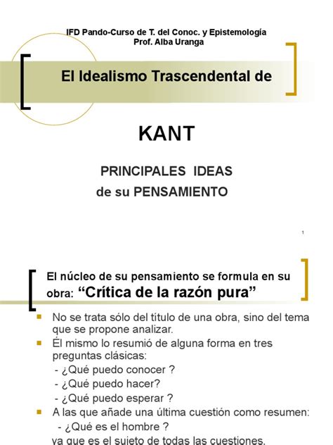 Teoría Del Conocimiento Kant Completo Pdf Immanuel Kant A Priori Y A Posteriori