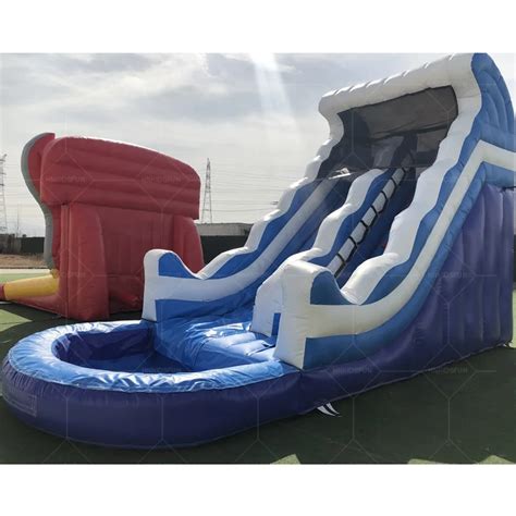 Crush Plunge Tropical Dual Lane Water Slide Inflatable Waterslides Purple For Adults Vinyl