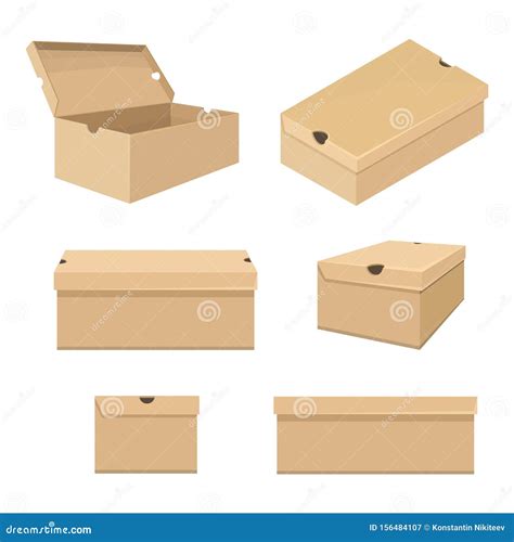 Vector Set Of Shoe Boxes Illustration Different Views Variations Stock