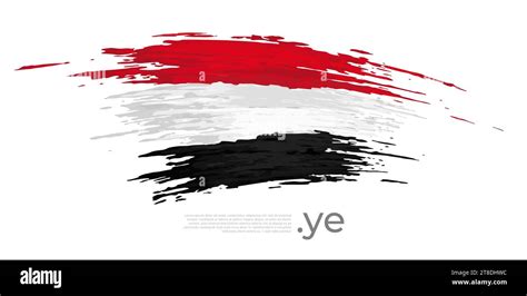 Yemen Flag Brush Strokes Grunge Stripes Colors Of The Yemeni Flag On