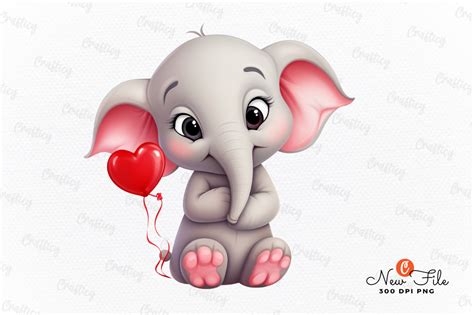 Baby Elephant Valentine S Day Clipart Graphic By Crafticy Creative