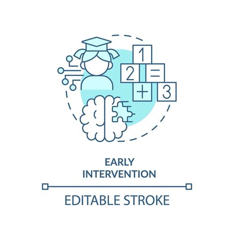 2D editable blue early intervention icon, simple monochromatic vector
