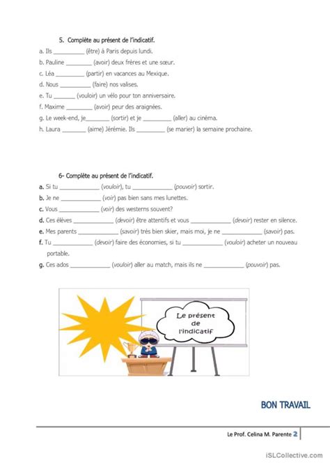 Present De Lindicatif 2 Francais Fle Fiches Pedagogiques Images