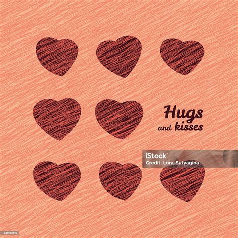 Hugs And Kisses Happy Valentines Day Love Card Stock Illustration