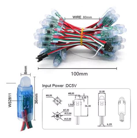 M Dulo De Luz Led De V Ws Ic Rgb De Pixeles A Todo Colo Meses