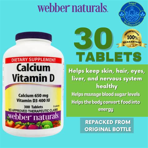 Webber Naturals Calcium 650mg Vitamin D3 400 Iu 30 Tablets Authentic Lazada Ph