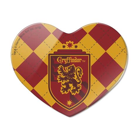 Harry Potter Gryffindor Plaid Sigil Heart Acrylic Fridge Refrigerator