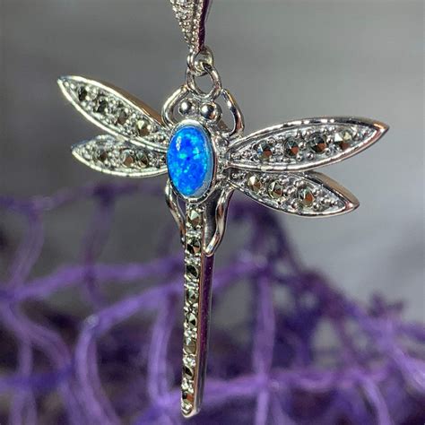 Opal Dragonfly Necklace – Celtic Crystal Design Jewelry