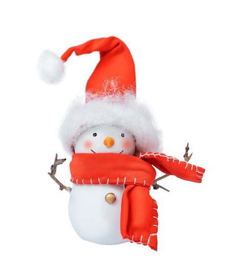 Premium Photo Snowman In Hat And Scarf Isolated