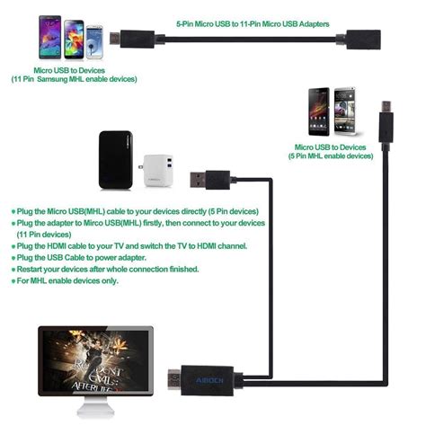 2m Mhl Micro Usb To Hdmi Cable Adapter For Android Phones And Tablets For Mhl Function Devices