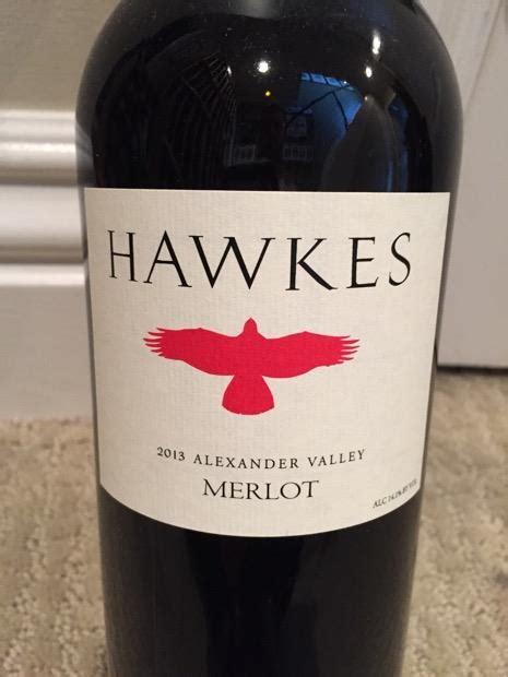 2013 Hawkes Merlot Usa California Sonoma County Alexander Valley