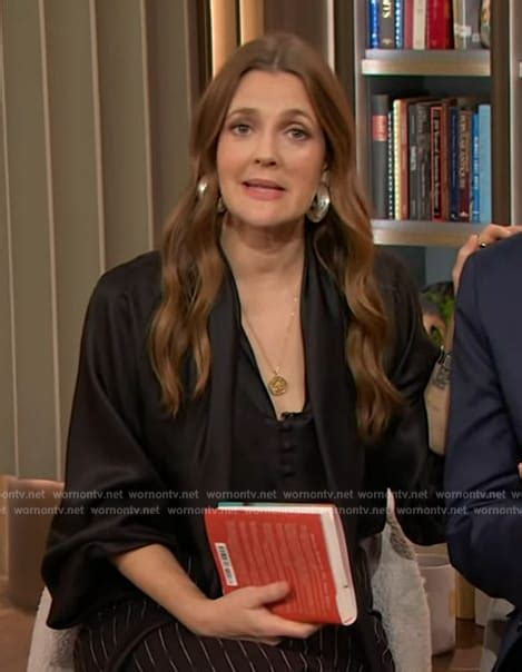 Wornontv Drew’s Black Tie Neck Blouse And Skirt On The Drew Barrymore Show Drew Barrymore