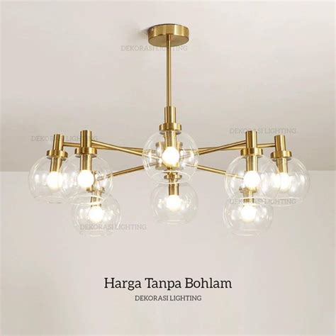 Jual Lampu Gantung Gold Kaca Minimalis Decor Meja Makan Ruang Tamu