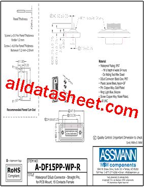 A DF15PP WP R Datasheet PDF Assmann Electronics Inc