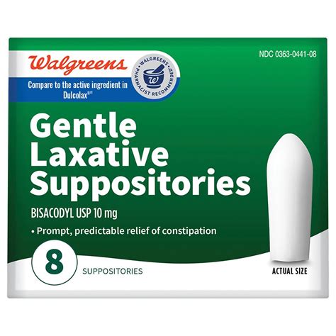 Walgreens Gentle Laxative 10 Mg 8 Suppositories Walgreens