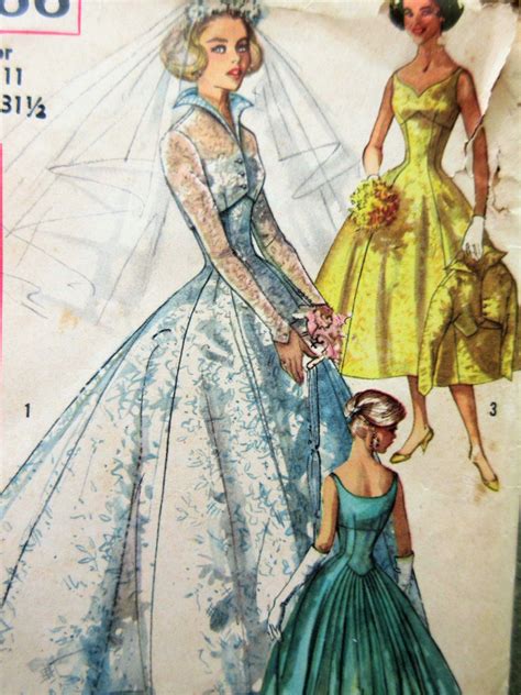 Vintage Simplicity 2066 Sewing Pattern 1950s Wedding Dress Etsy