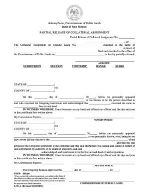 Fillable Online Partial Release Of Collateral Assignment Fax Email