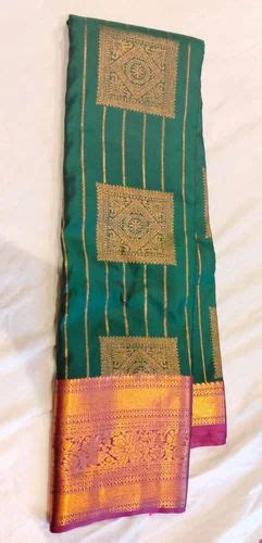 Green Wedding Wear Jacquard Silk Saree 6 M With Blouse Piece At Rs