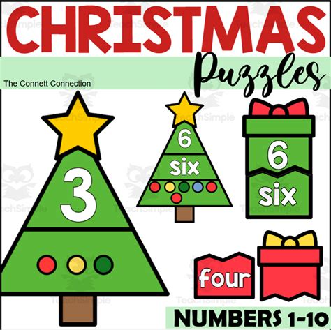 Christmas Tree Number Puzzles 1-10 by Teach Simple