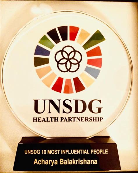 Unsdg Ten Most Influential People In Healthcare Award Conferred To Acharya Balkrishna Of