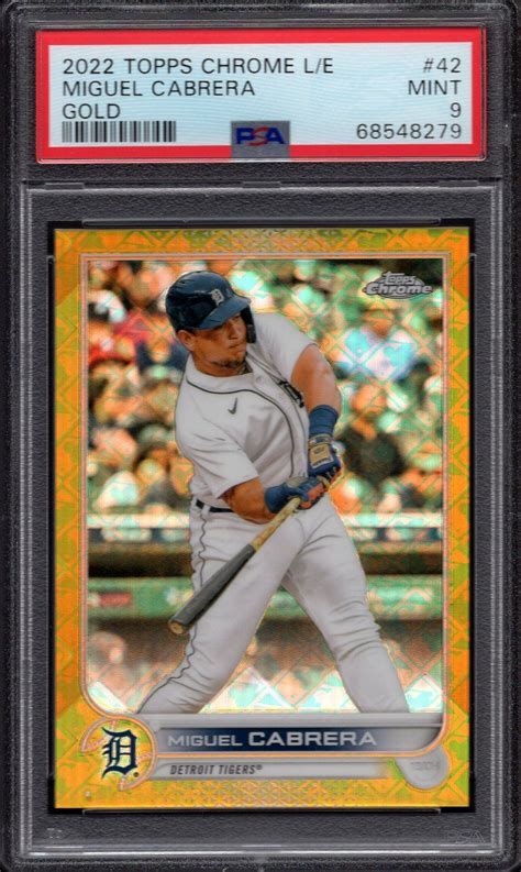 2022 Topps Chrome Logofractor Edition 42 Miguel Cabrera Gold Psa 9