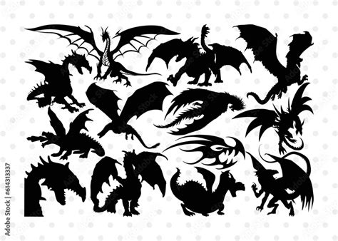 Dragon Silhouette, Dragon SVG, Chinese Dragon Svg, Flying Dragon Svg ...