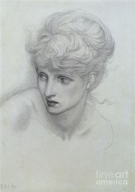 Study Of A Girl S Head Drawing By Edward Coley Burne Jones Fine Art