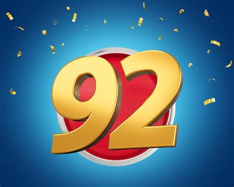 Premium Photo Gold Number 92 Gold Number Ninety Two On Rounded Red