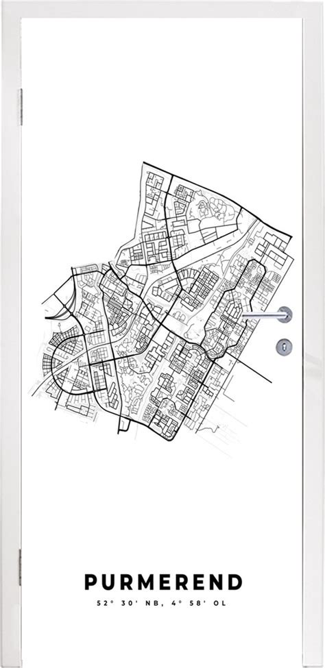 Deursticker Plattegrond Purmerend Zwart Wit Stadskaart Kaart