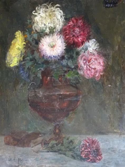 GRANDE BELLE PEINTURE XIXe NATURE MORTE BOUQUET DE FLEURS