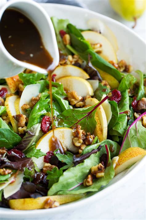 Autumn Pear Salad With Candied Walnuts And Balsamic Vinaigrette