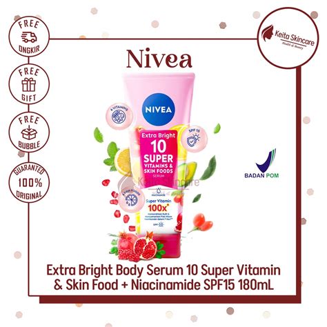 Jual Nivea Extra Bright Body Serum Super Vitamin Skin Food